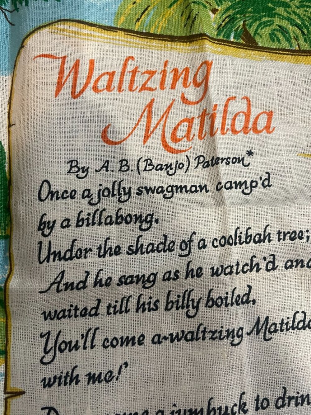 Vintage Heil Waltzing Matilda Pure Linen Australian Tea Towel - Picture 4 of 12